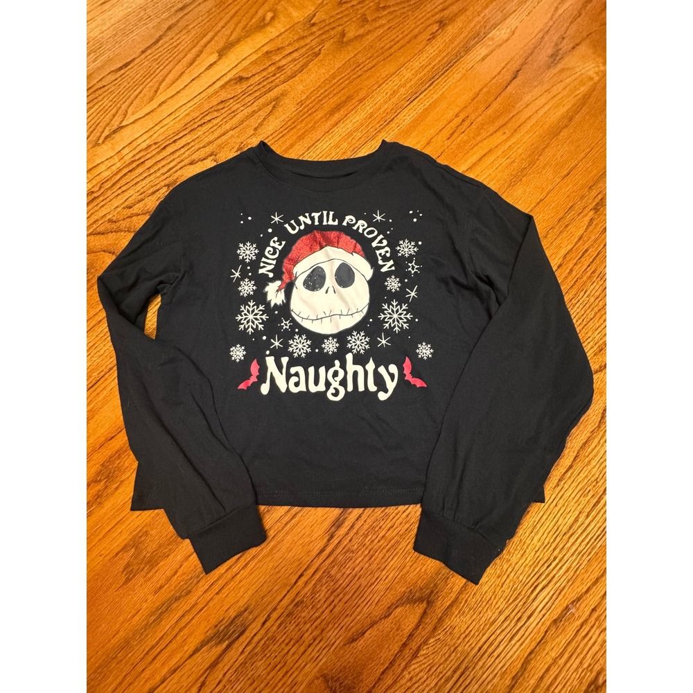 Disney Nightmare Before Christmas Jack Skellington Shirt Kids XL 14/16 cropped